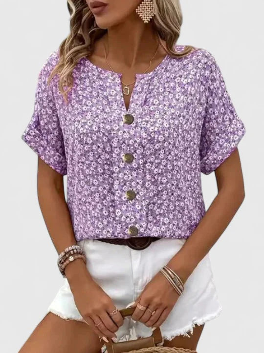 Florale Baumwoll-Sommerbluse für jeden Anlass