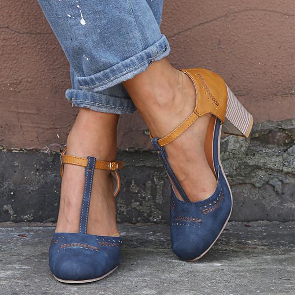 Orthopedic shoes for women with block heels | Comfortable leather slip-on shoes for long standing and walking