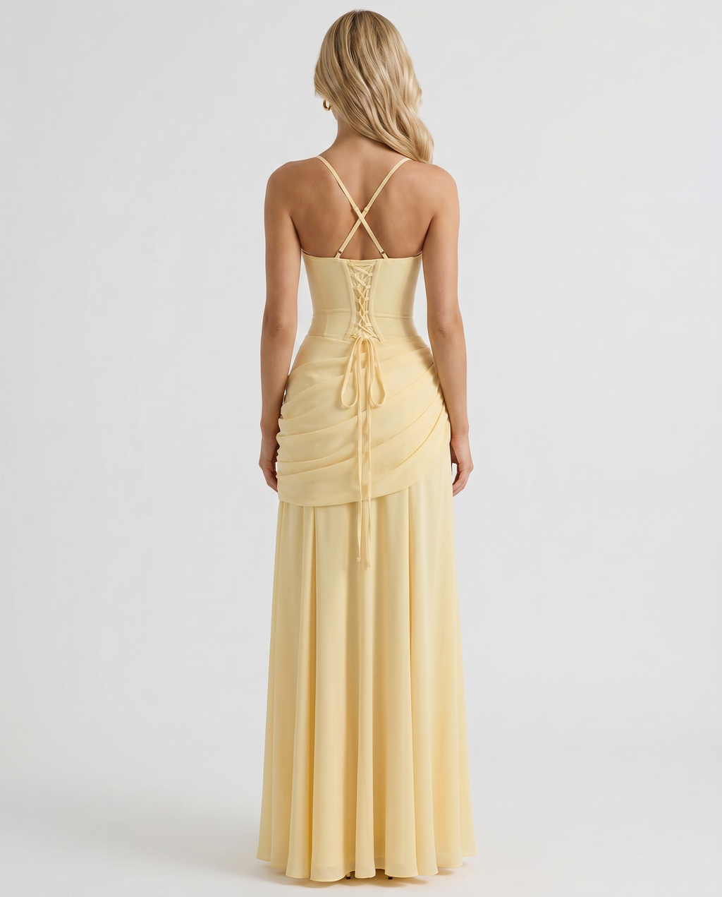 Charlotte Ruched Maxi Dress - Yellow