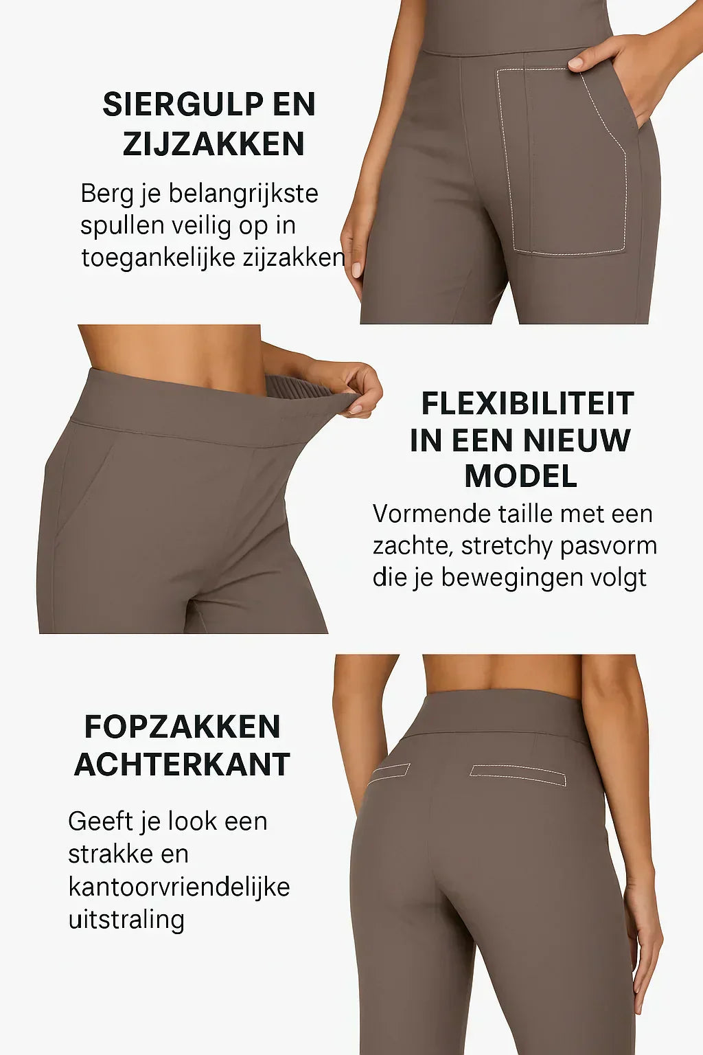 High Waist Hose Damen | Stoffhose mit weitem Bein und praktischen Taschen | Elegante Business Hose für Büro und Alltag