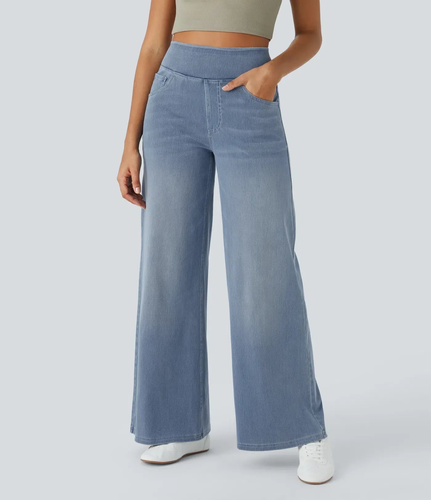 Bequeme Damen Jeans mit hohem Bund und elastischer Passform - Flexible Stretchhose für Alltag und Büro mit hohem Tragekomfort