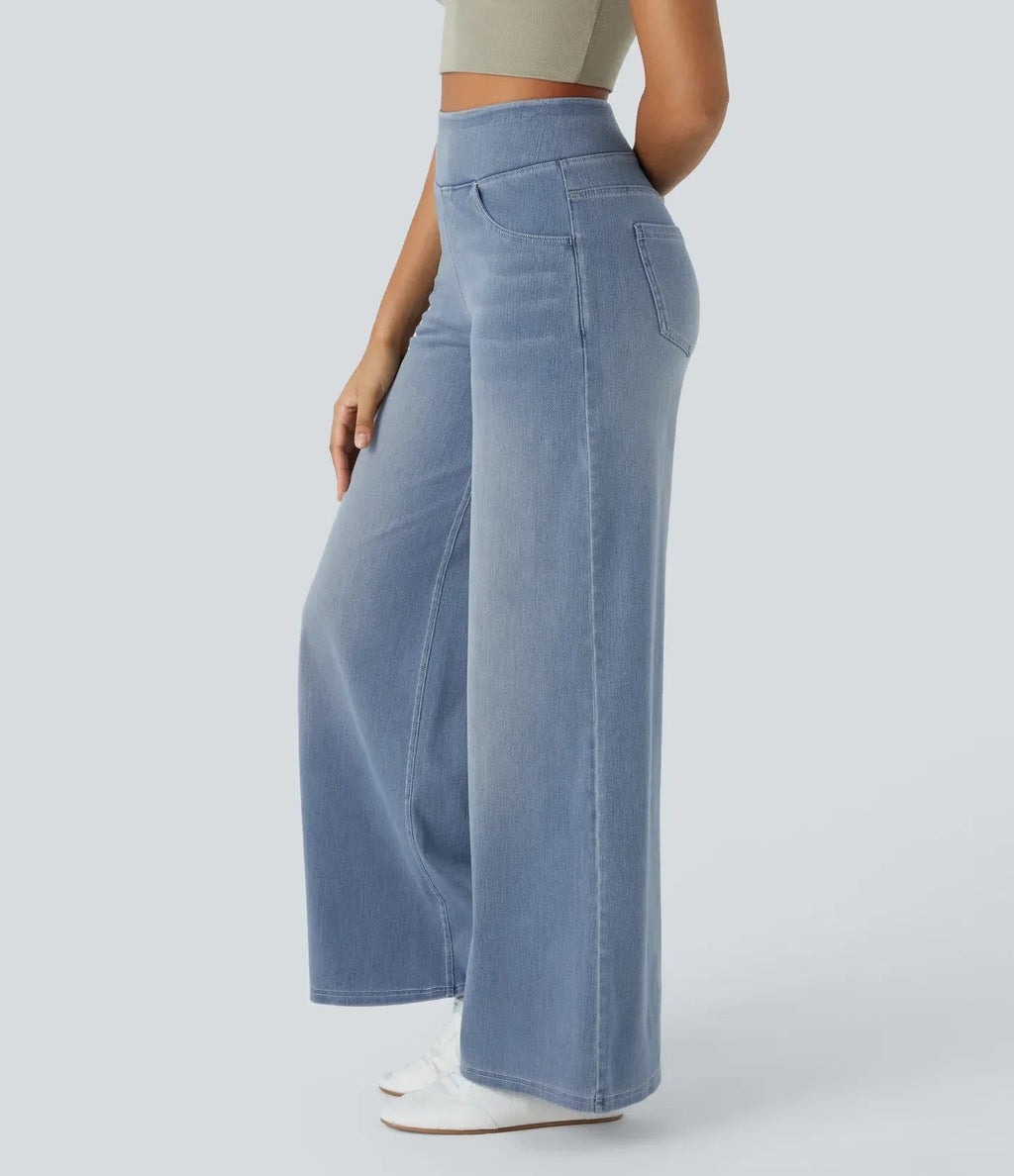 Bequeme Damen Jeans mit hohem Bund und elastischer Passform - Flexible Stretchhose für Alltag und Büro mit hohem Tragekomfort