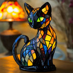 Handgefertigte Katzenlampe - Farbwechsel Tischleuchte aus Glas