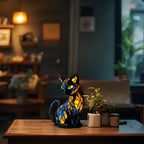 Handgefertigte Katzenlampe - Farbwechsel Tischleuchte aus Glas