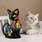 Handgefertigte Katzenlampe - Farbwechsel Tischleuchte aus Glas