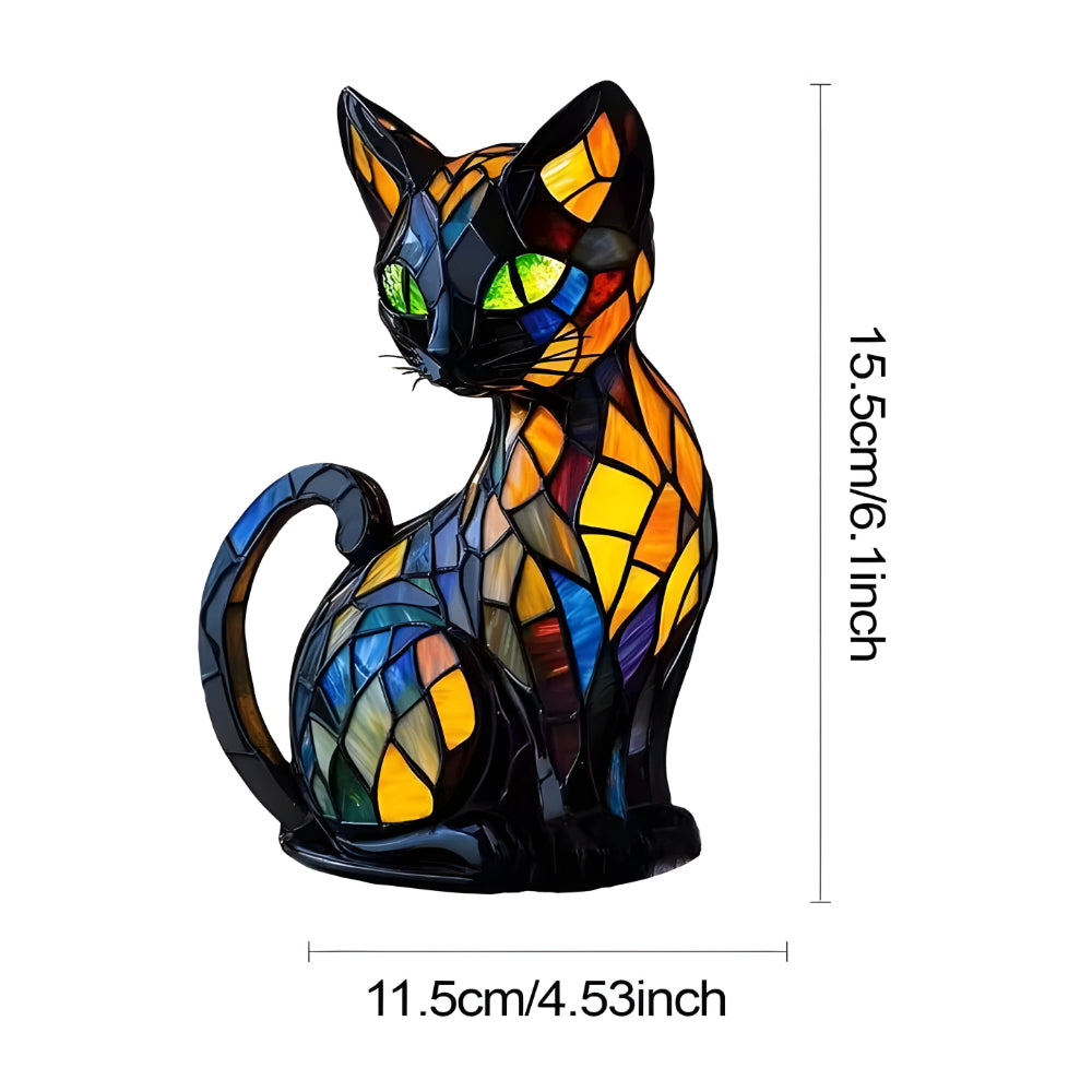 Handgefertigte Katzenlampe - Farbwechsel Tischleuchte aus Glas