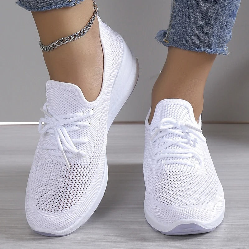 Damen Sneaker mit Keilabsatz und Plateau – Atmungsaktives Mesh