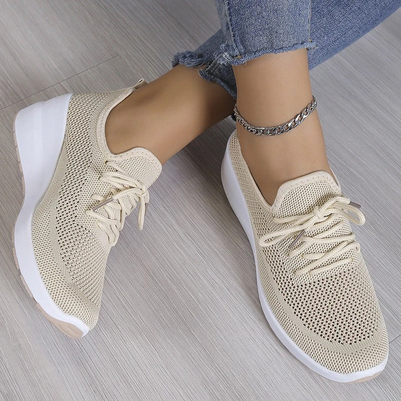 Damen Sneaker mit Keilabsatz und Plateau – Atmungsaktives Mesh