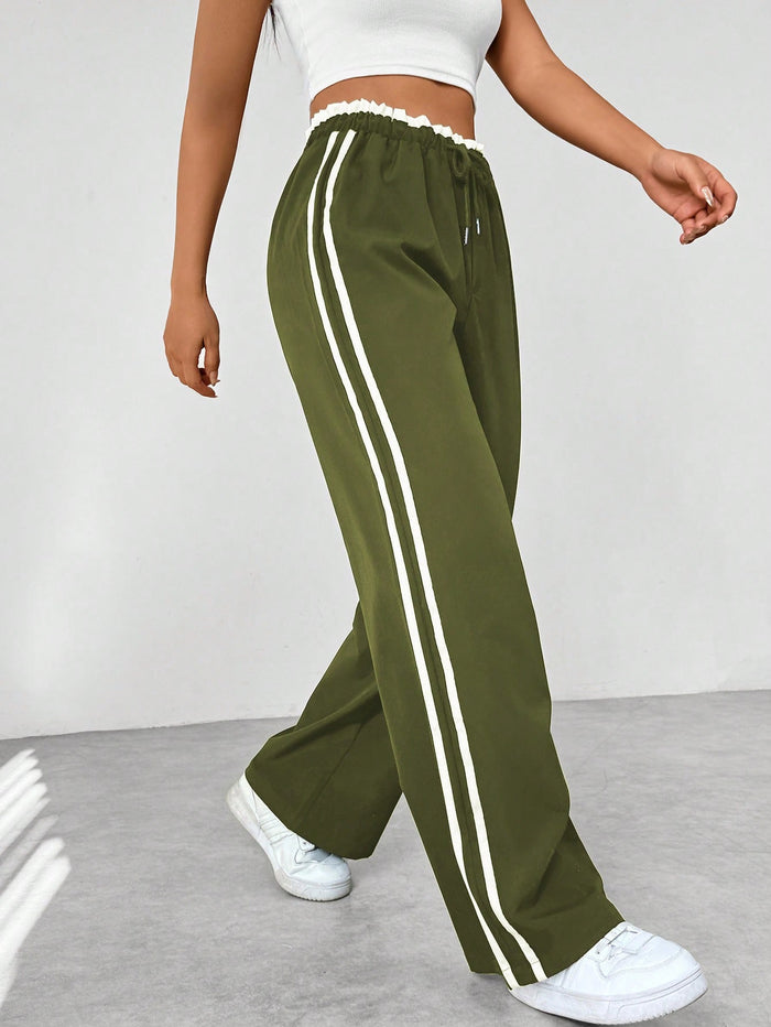 High Waist Jogginghose für Damen | Sportliche Freizeithose mit Seitenstreifen | Bequeme Jogger im Relaxed Fit für Alltag & Sport