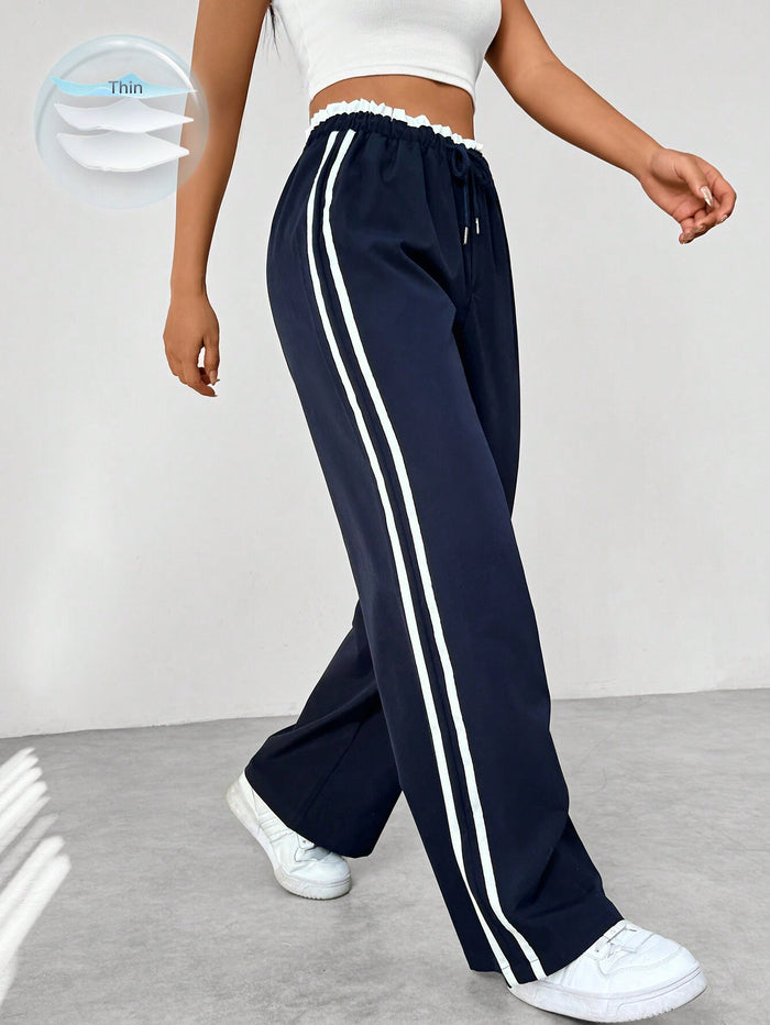 High Waist Jogginghose für Damen | Sportliche Freizeithose mit Seitenstreifen | Bequeme Jogger im Relaxed Fit für Alltag & Sport