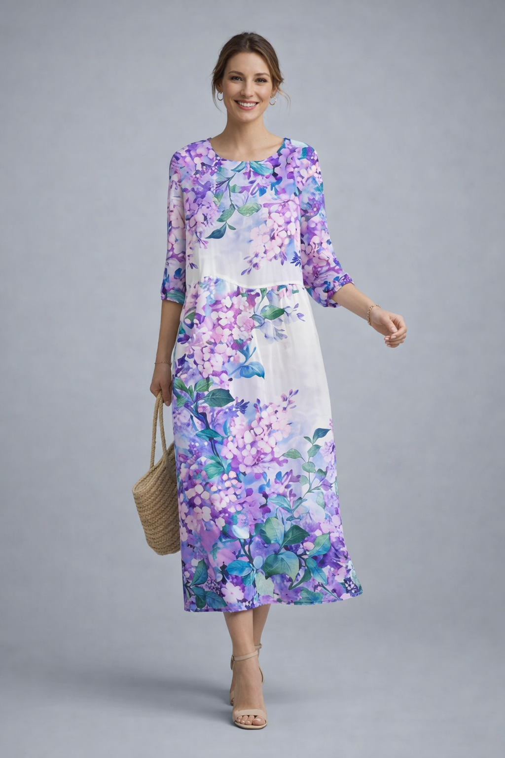 Damen Sommerkleid mit Blumenmuster | Leichtes Midikleid aus Baumwolle | Luftiges Design für Alltag und besondere Anlässe