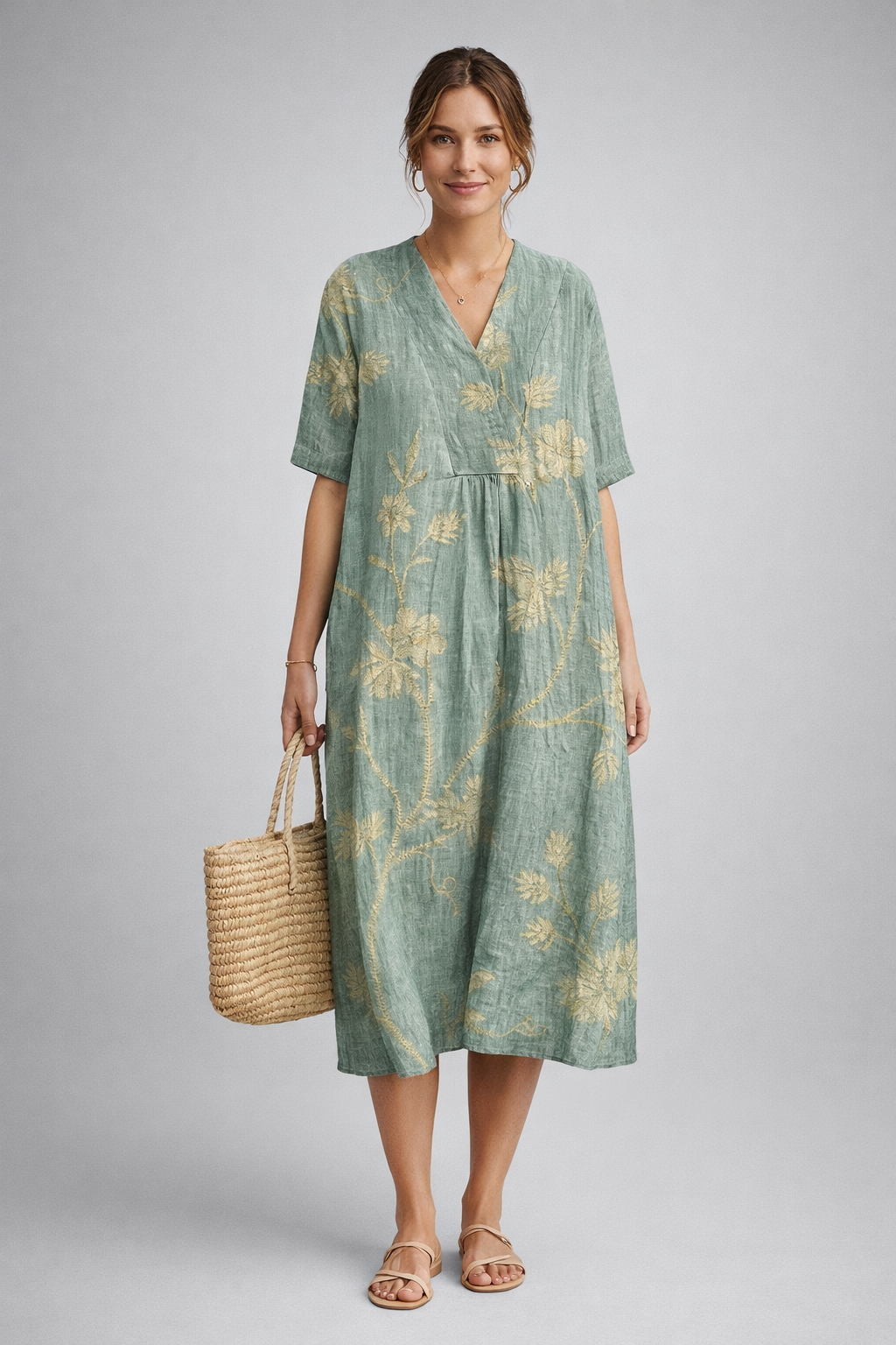 Damen Sommerkleid Luftig & Bequem | Florales Strandkleid im Boho-Stil | Lockere Passform für Urlaub und Freizeit | Atmungsaktiv