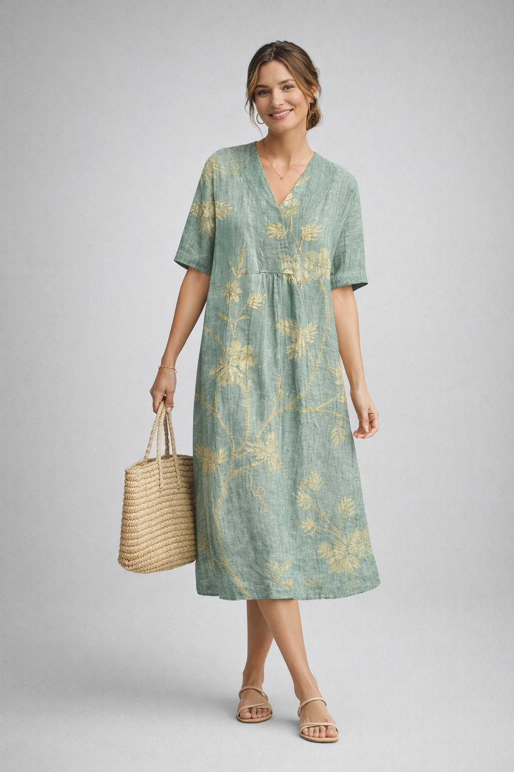 Damen Sommerkleid Luftig & Bequem | Florales Strandkleid im Boho-Stil | Lockere Passform für Urlaub und Freizeit | Atmungsaktiv