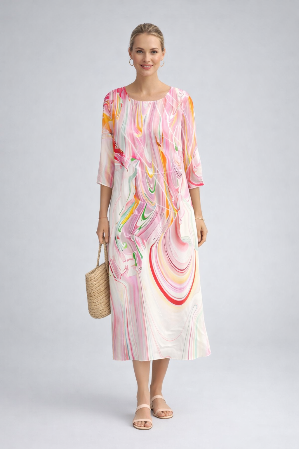 Damen Sommerkleid mit Blumenmuster | Leichtes Midikleid aus Baumwolle | Luftiges Design für Alltag und besondere Anlässe