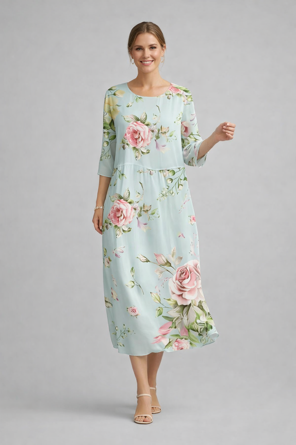 Damen Sommerkleid mit Blumenmuster | Leichtes Midikleid aus Baumwolle | Luftiges Design für Alltag und besondere Anlässe