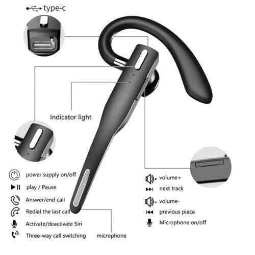 Drahtloses Bluetooth 5.1 Trucker-Headset mit Dual-Mikrofon und Geräuschunterdrückung
