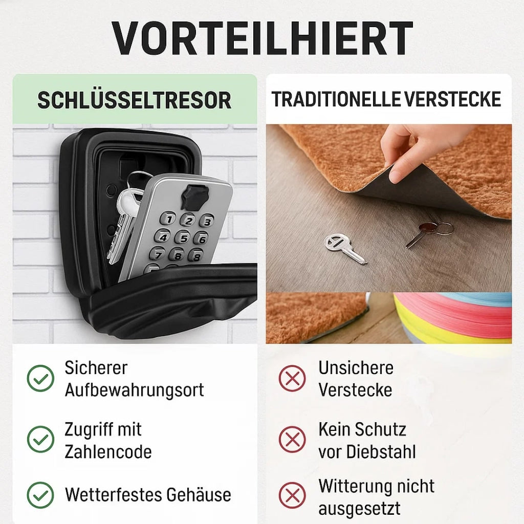 Schlüsseltresor für außen mit Zahlencode – sichere und wetterfeste Schlüsselaufbewahrung