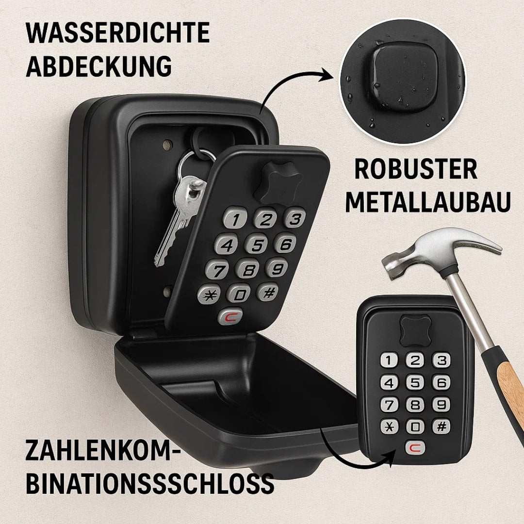 Schlüsseltresor für außen mit Zahlencode – sichere und wetterfeste Schlüsselaufbewahrung