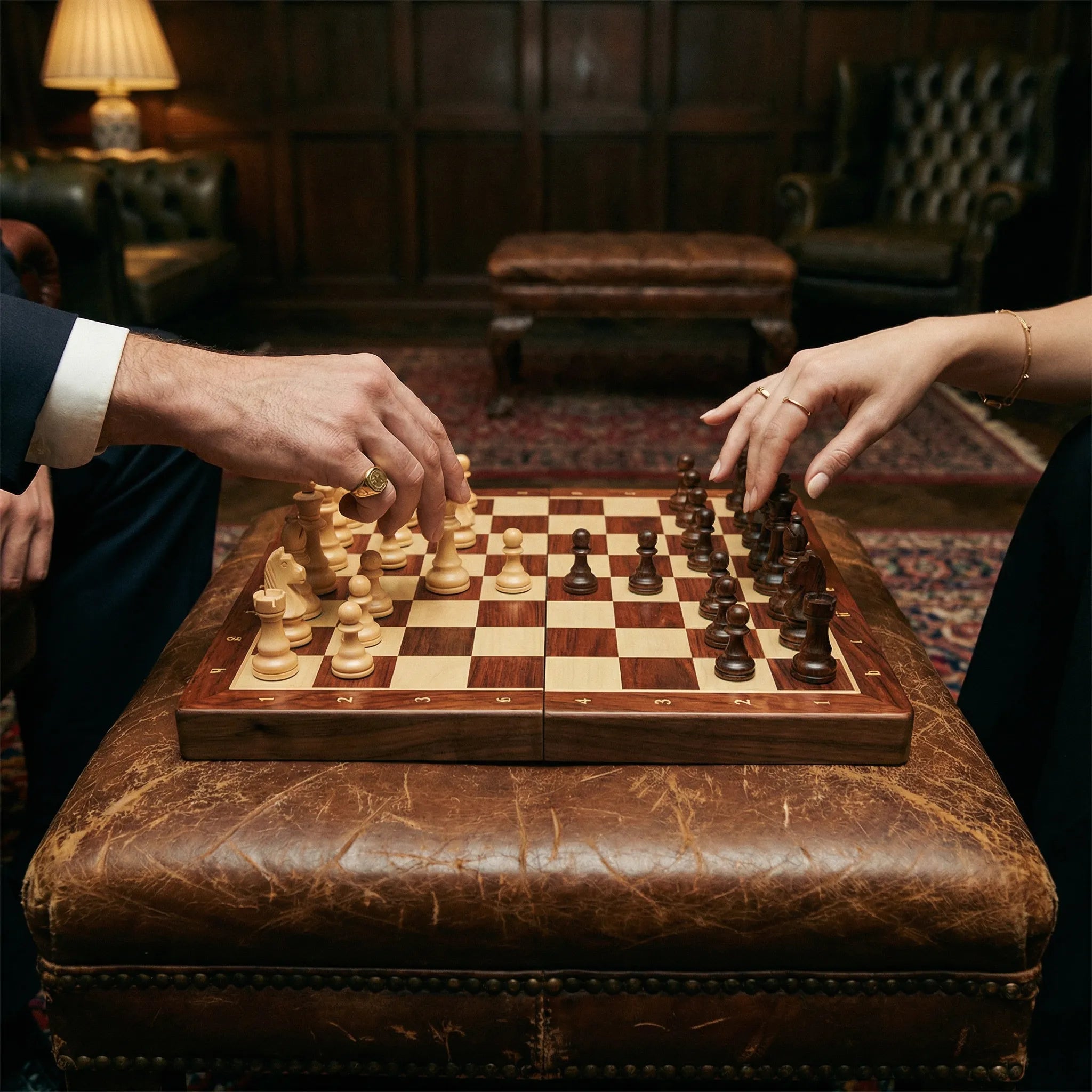 Foldable wooden chess set with pieces – portable chessboard for travel and home