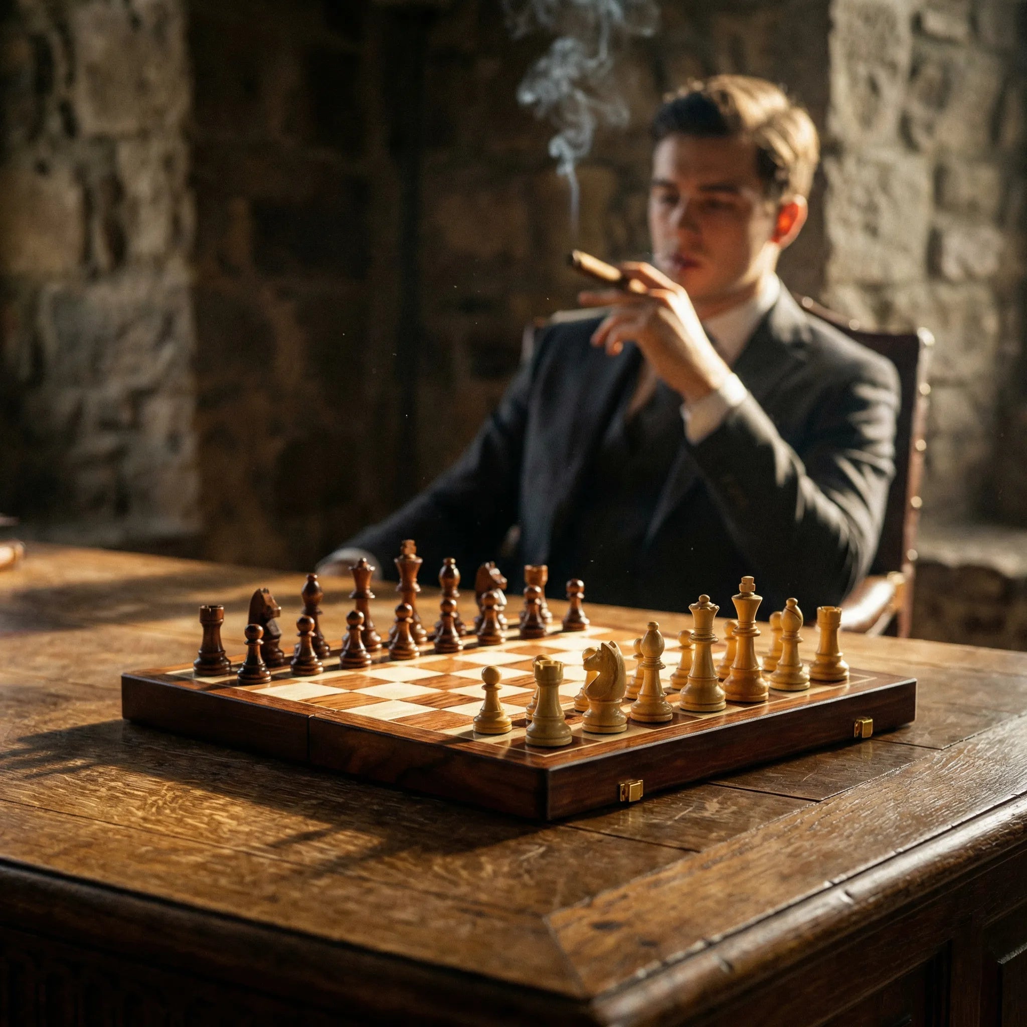 Foldable wooden chess set with pieces – portable chessboard for travel and home