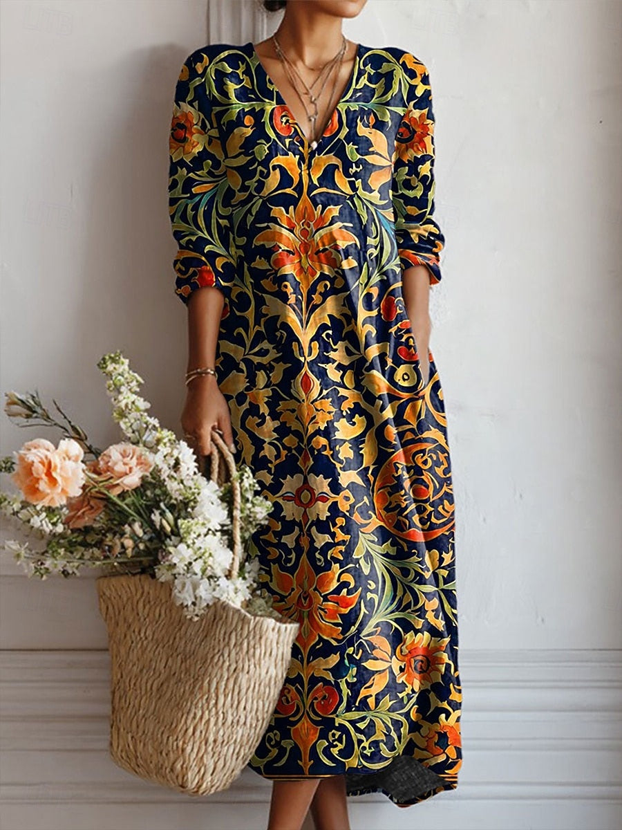Damenkleid mit Taschen | Bequemes Alltagskleid aus atmungsaktivem Stoff | Knitterfreies Freizeitkleid für jeden Tag