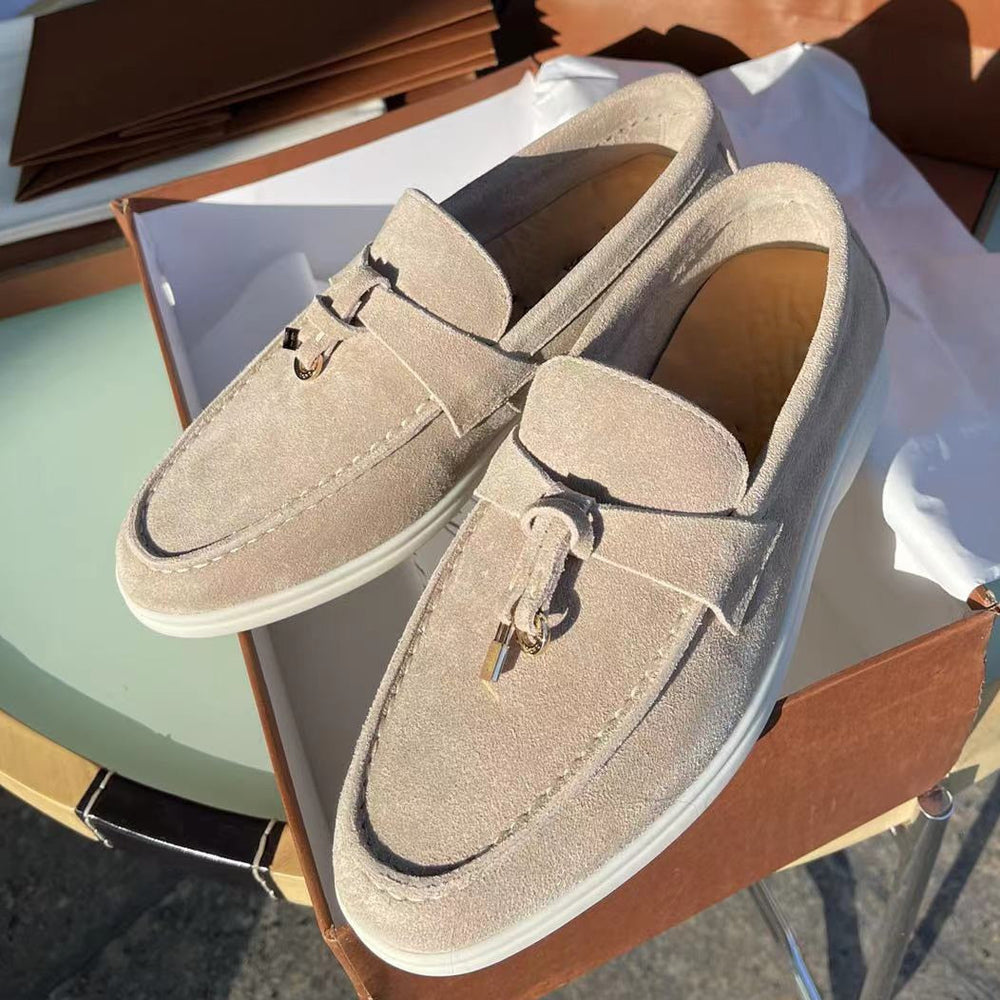 Damen Suede Loafer | Klassische Wildleder Slipper für Büro und Freizeit | Bequeme Halbschuhe mit weicher Passform