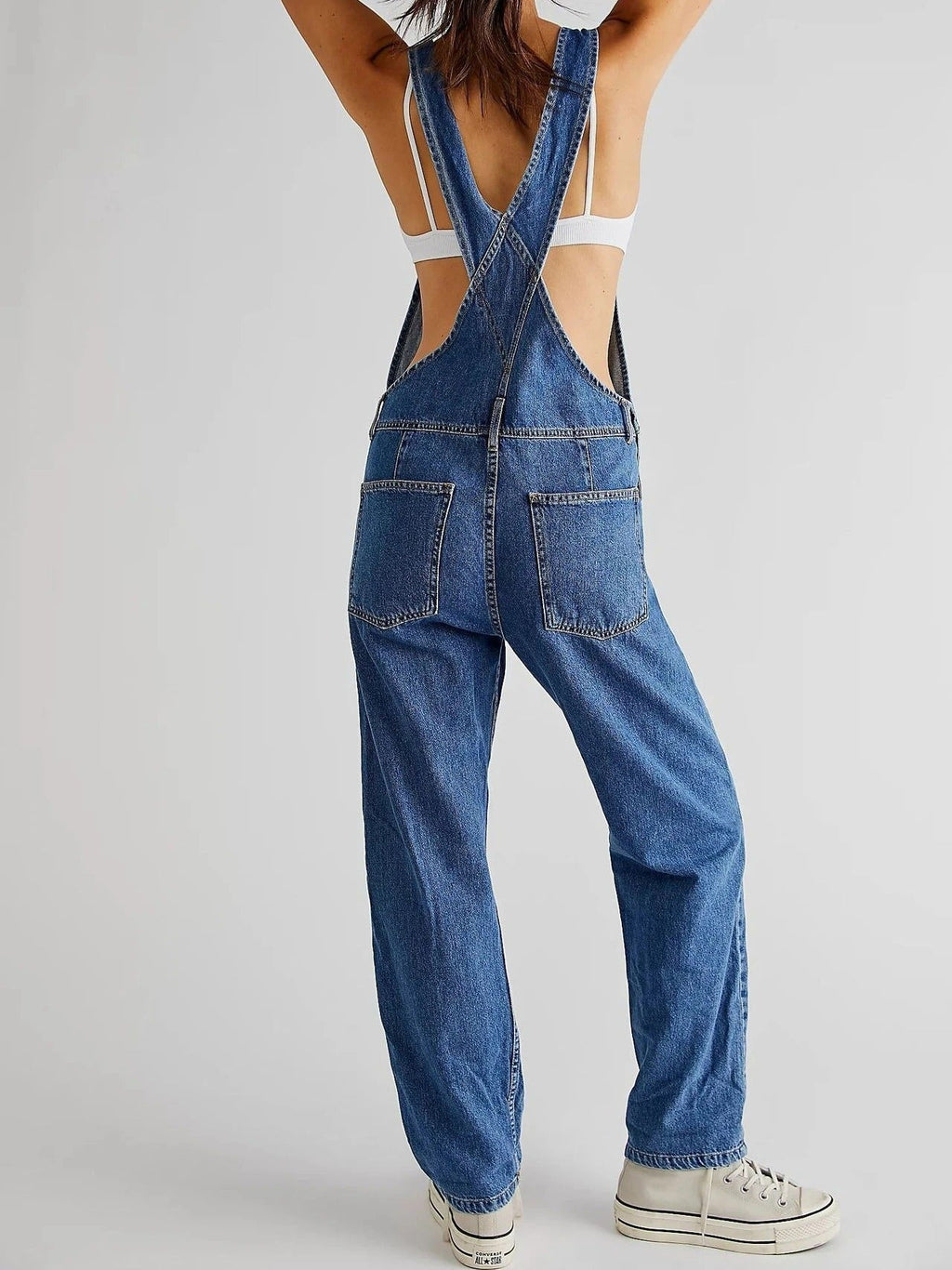 Women's Denim Overalls | Classic Jeans Overalls with Adjustable Straps and Chest Pocket | Comfortable Full-Length Jumpsuit