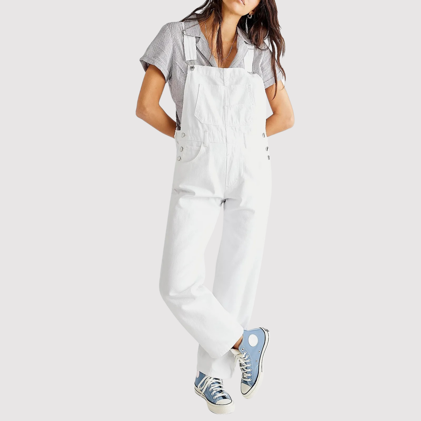 Women's Denim Overalls | Classic Jeans Overalls with Adjustable Straps and Chest Pocket | Comfortable Full-Length Jumpsuit