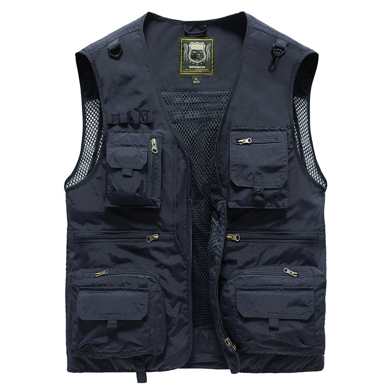 Leichte Herren Outdoor Weste mit vielen Taschen | Atmungsaktive Anglerweste und Wanderweste für Sommer und Reisen