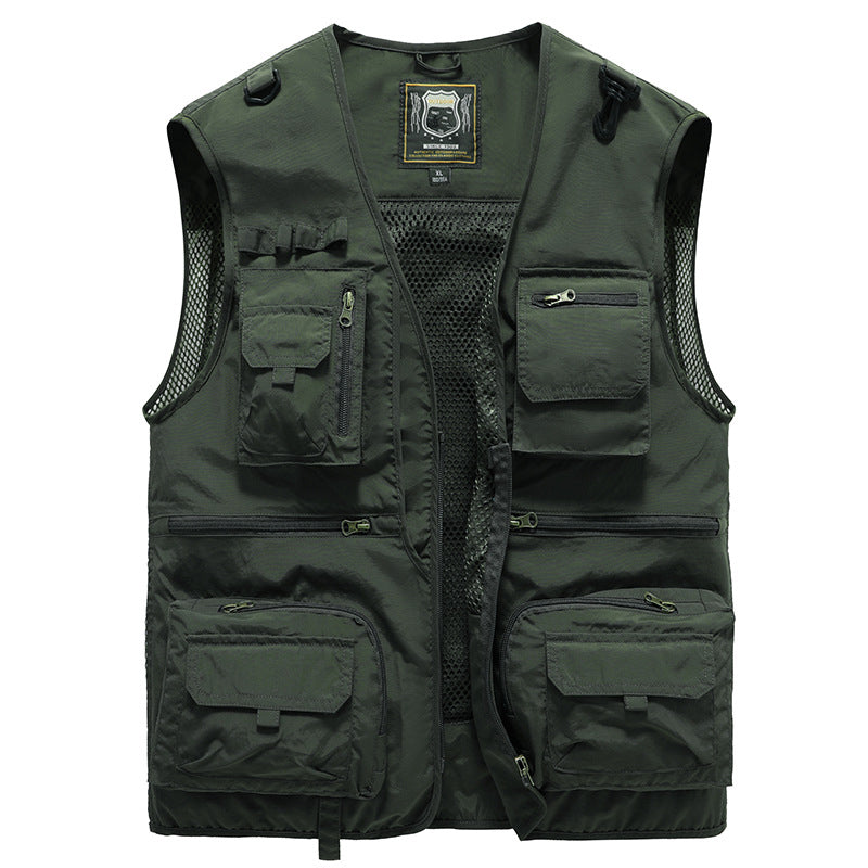 Leichte Herren Outdoor Weste mit vielen Taschen | Atmungsaktive Anglerweste und Wanderweste für Sommer und Reisen