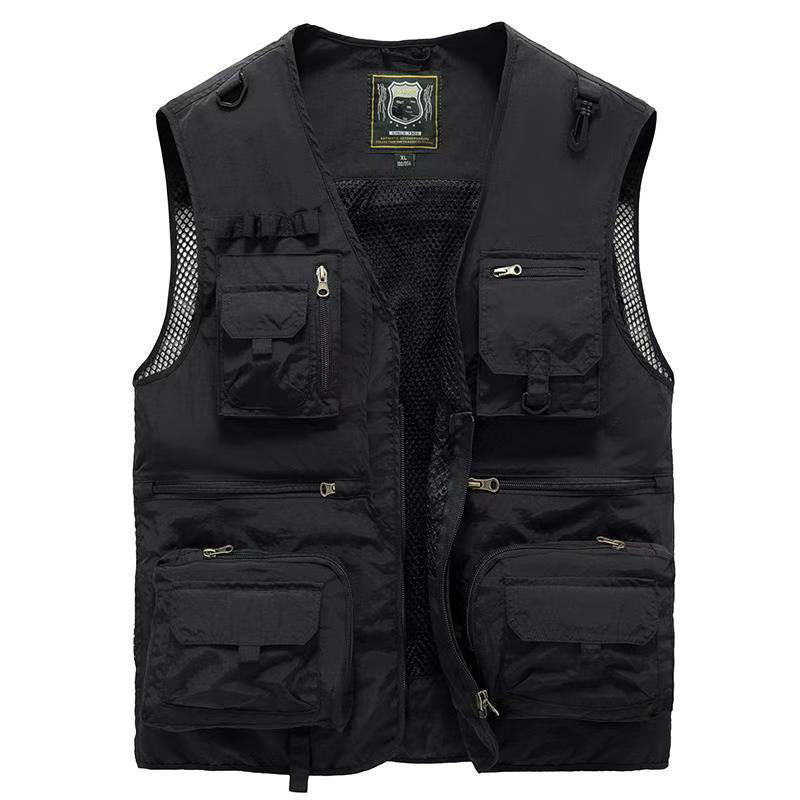 Leichte Herren Outdoor Weste mit vielen Taschen | Atmungsaktive Anglerweste und Wanderweste für Sommer und Reisen