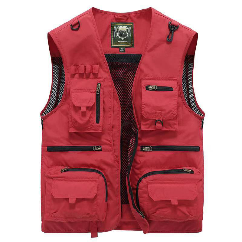 Leichte Herren Outdoor Weste mit vielen Taschen | Atmungsaktive Anglerweste und Wanderweste für Sommer und Reisen