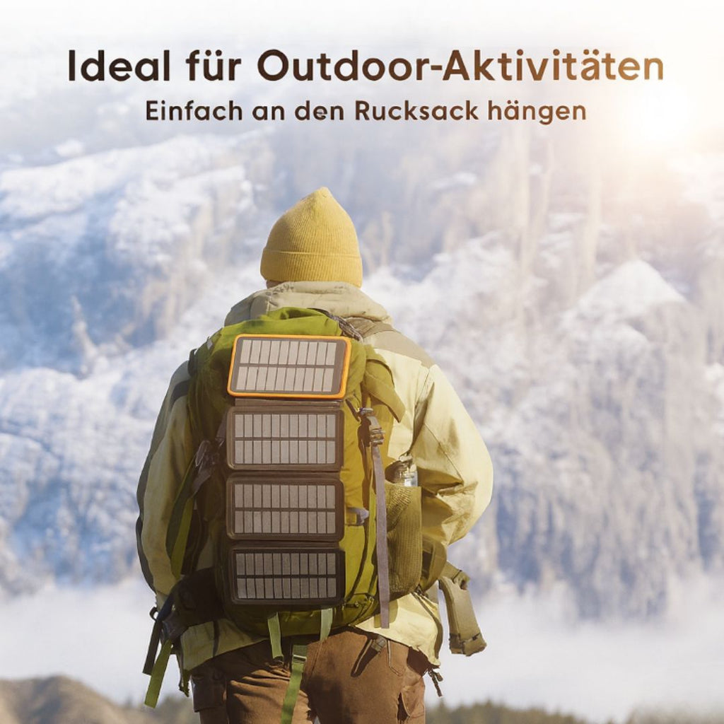 Solar Powerbank 20000mAh mit Ladefunktion für Outdoor und Alltag