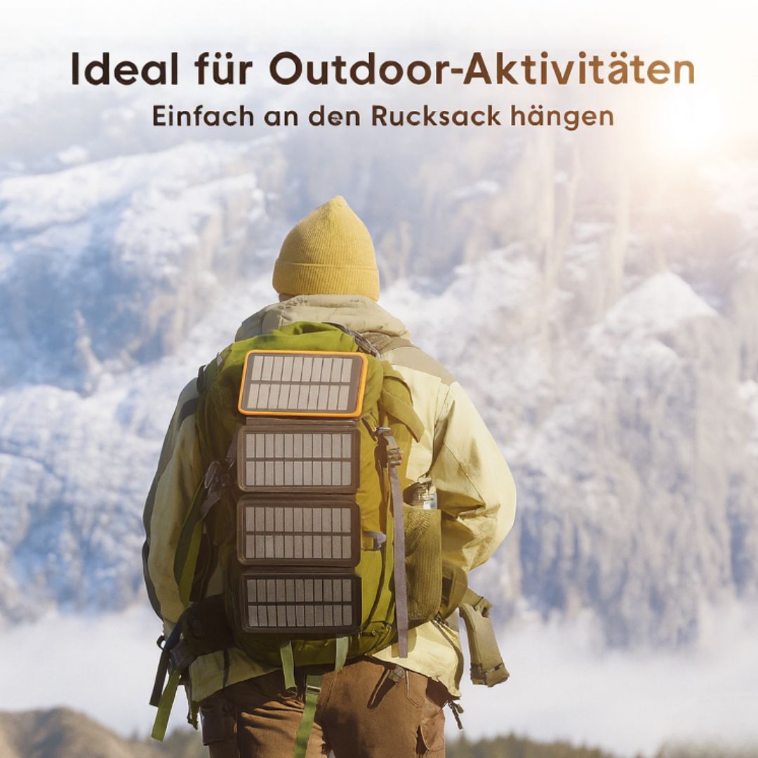 Solar Powerbank 20000mAh mit Ladefunktion für Outdoor und Alltag