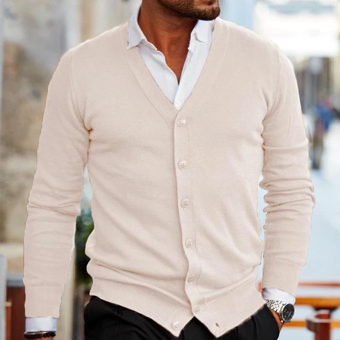 Eleganter Herren-Strickjacke mit Knöpfen | Smart Casual