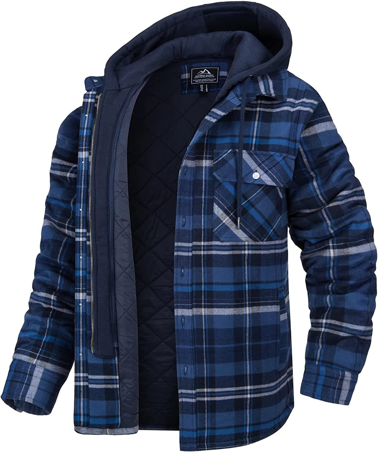 Men's hooded jacket with check pattern | Warmly lined