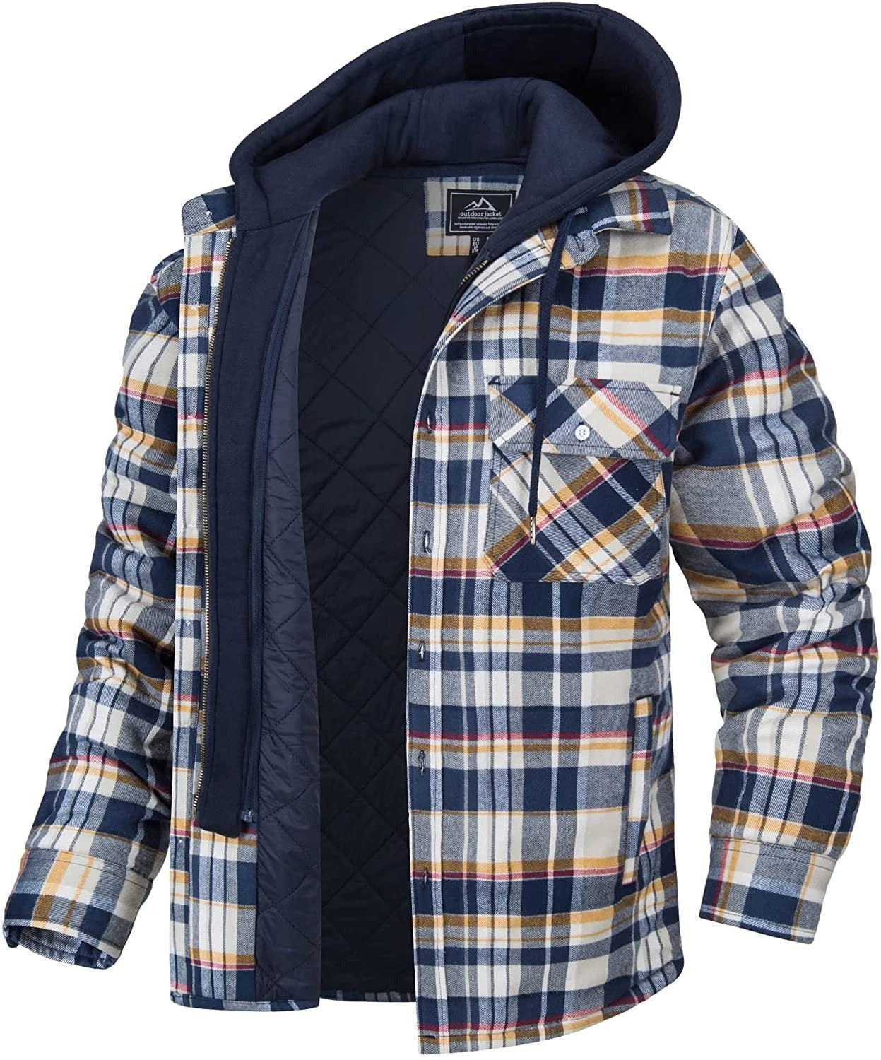 Herren-Kapuzenjacke mit Karomuster | Warm gefüttert