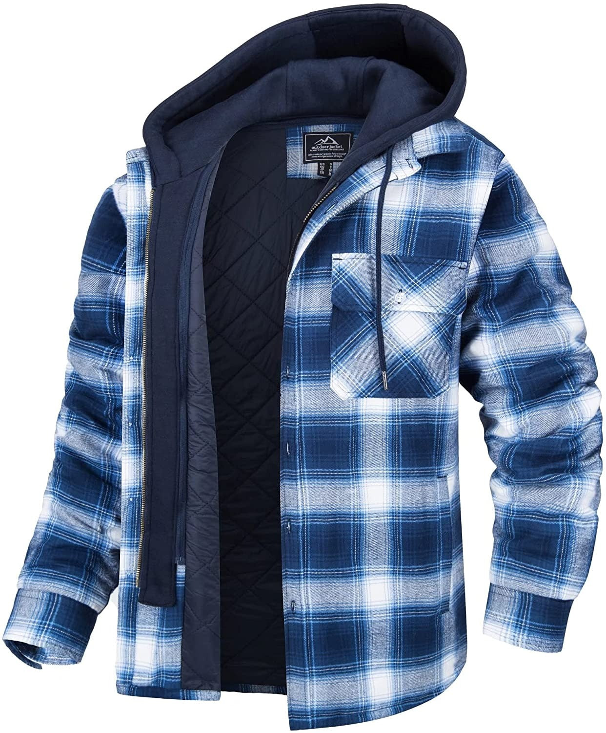 Men's hooded jacket with check pattern | Warmly lined