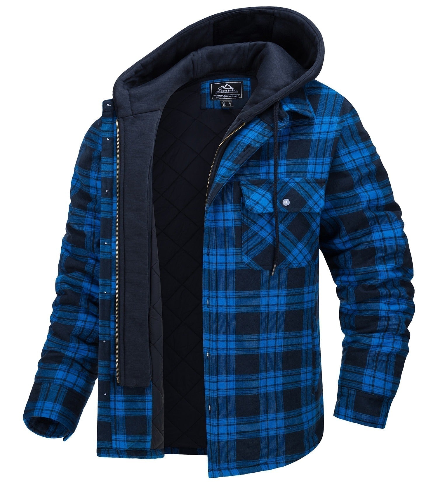 Men's hooded jacket with check pattern | Warmly lined