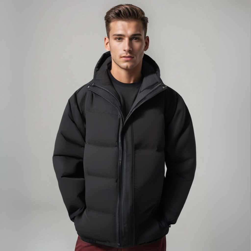Warme Daunenjacke mit Kapuze für Herren | Wintermantel im klassischen Design