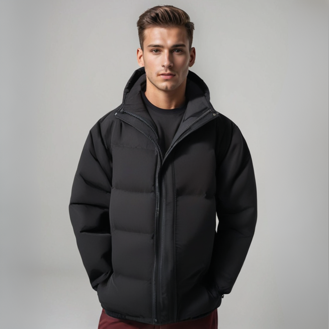 Warme Daunenjacke mit Kapuze für Herren | Wintermantel im klassischen Design