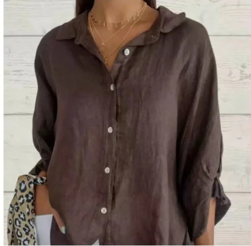 natürliche Texturbluse Damen 100% natürliche Textur langarm klassisch locker