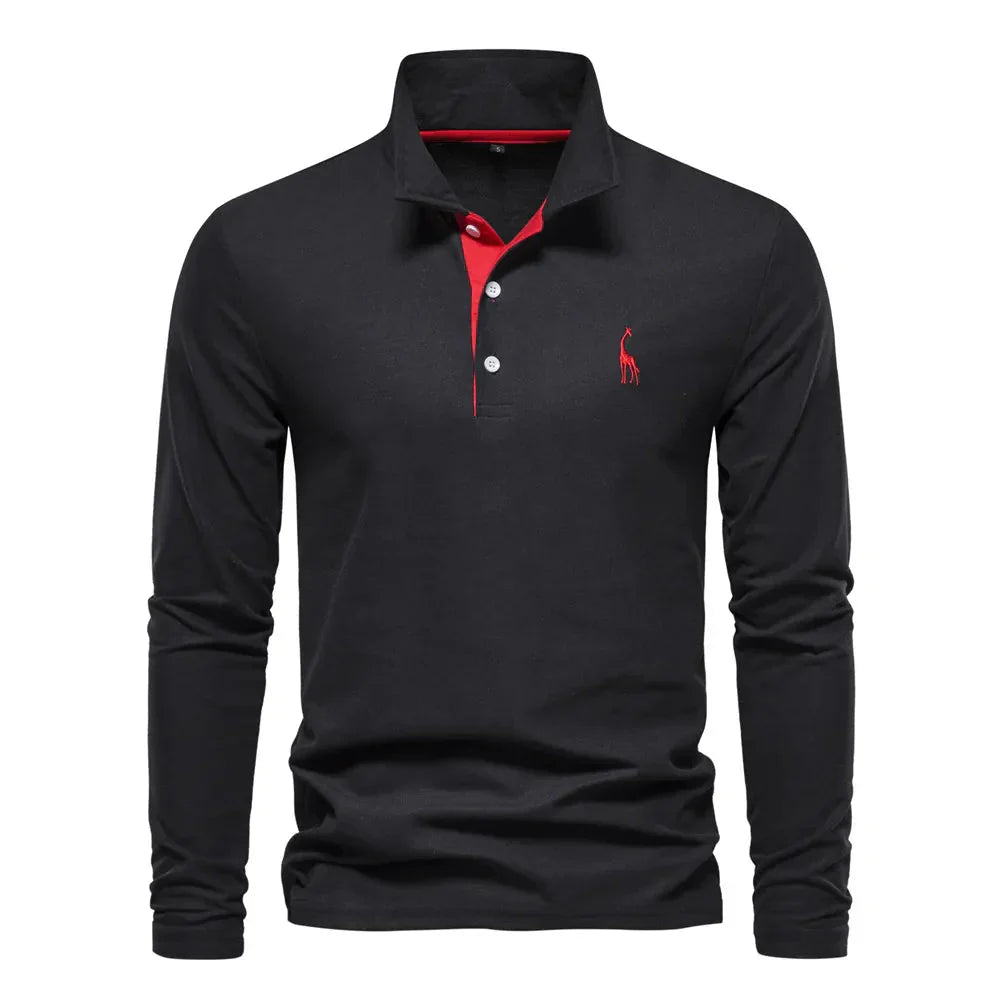 Klassisches Langarm Poloshirt für Herren | Bequemes Polohemd aus weichem Stoff für Alltag und Freizeit | Langarmshirt
