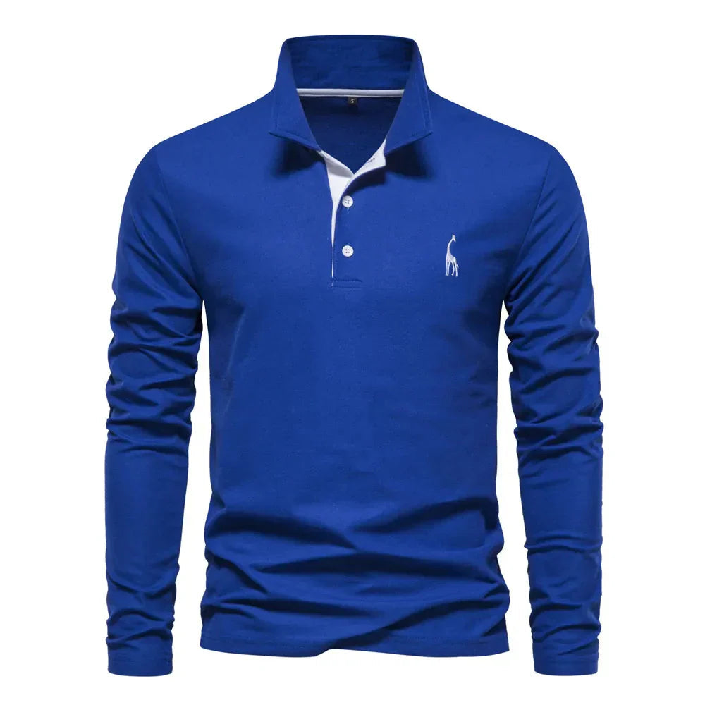 Classic long-sleeve polo shirt for men | Comfortable polo shirt made of soft fabric for everyday and leisure | Long-sleeve shirt