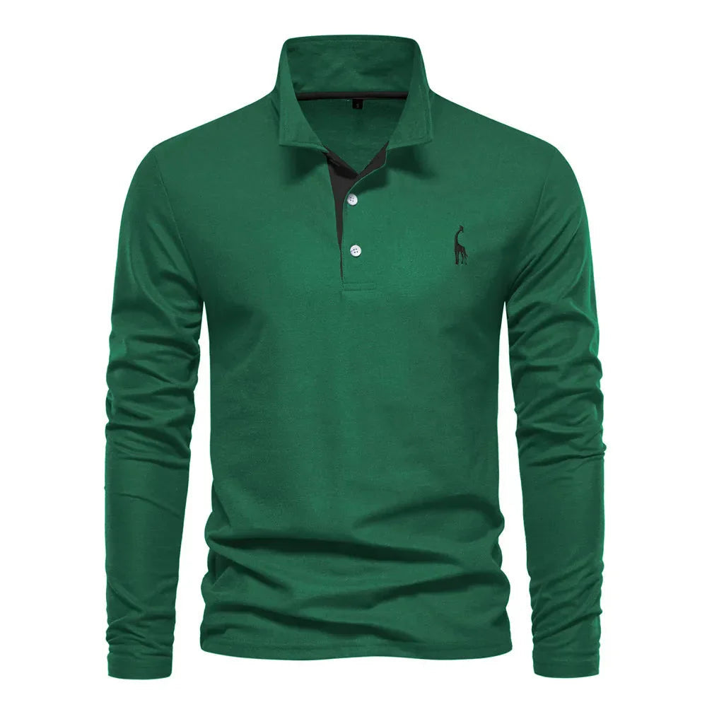 Classic long-sleeve polo shirt for men | Comfortable polo shirt made of soft fabric for everyday and leisure | Long-sleeve shirt