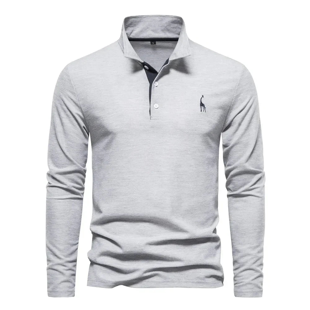 Classic long-sleeve polo shirt for men | Comfortable polo shirt made of soft fabric for everyday and leisure | Long-sleeve shirt