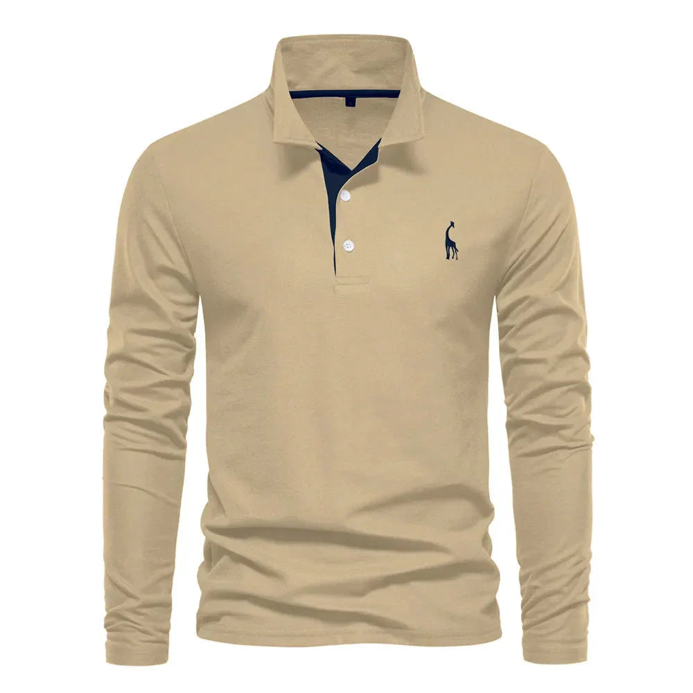 Classic long-sleeve polo shirt for men | Comfortable polo shirt made of soft fabric for everyday and leisure | Long-sleeve shirt