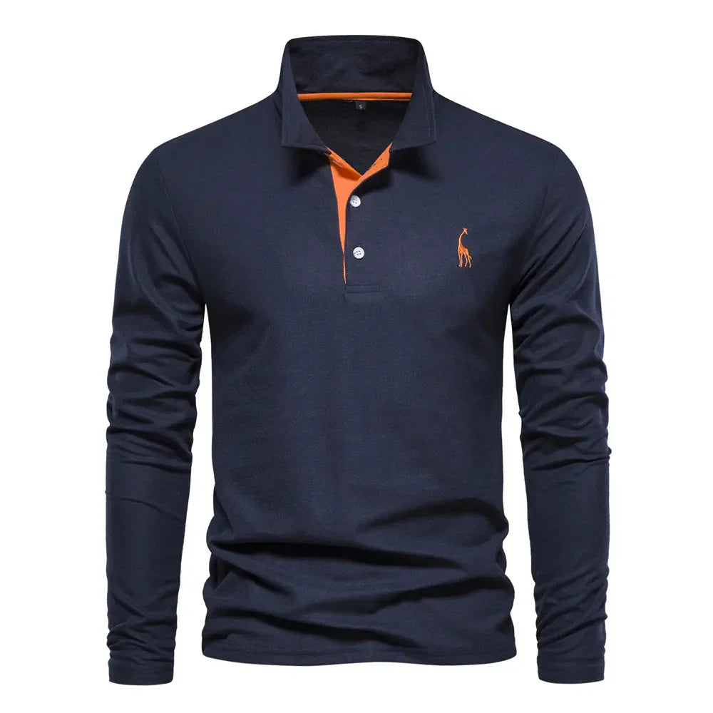 Classic long-sleeve polo shirt for men | Comfortable polo shirt made of soft fabric for everyday and leisure | Long-sleeve shirt