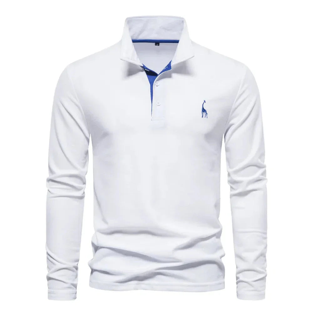 Classic long-sleeve polo shirt for men | Comfortable polo shirt made of soft fabric for everyday and leisure | Long-sleeve shirt
