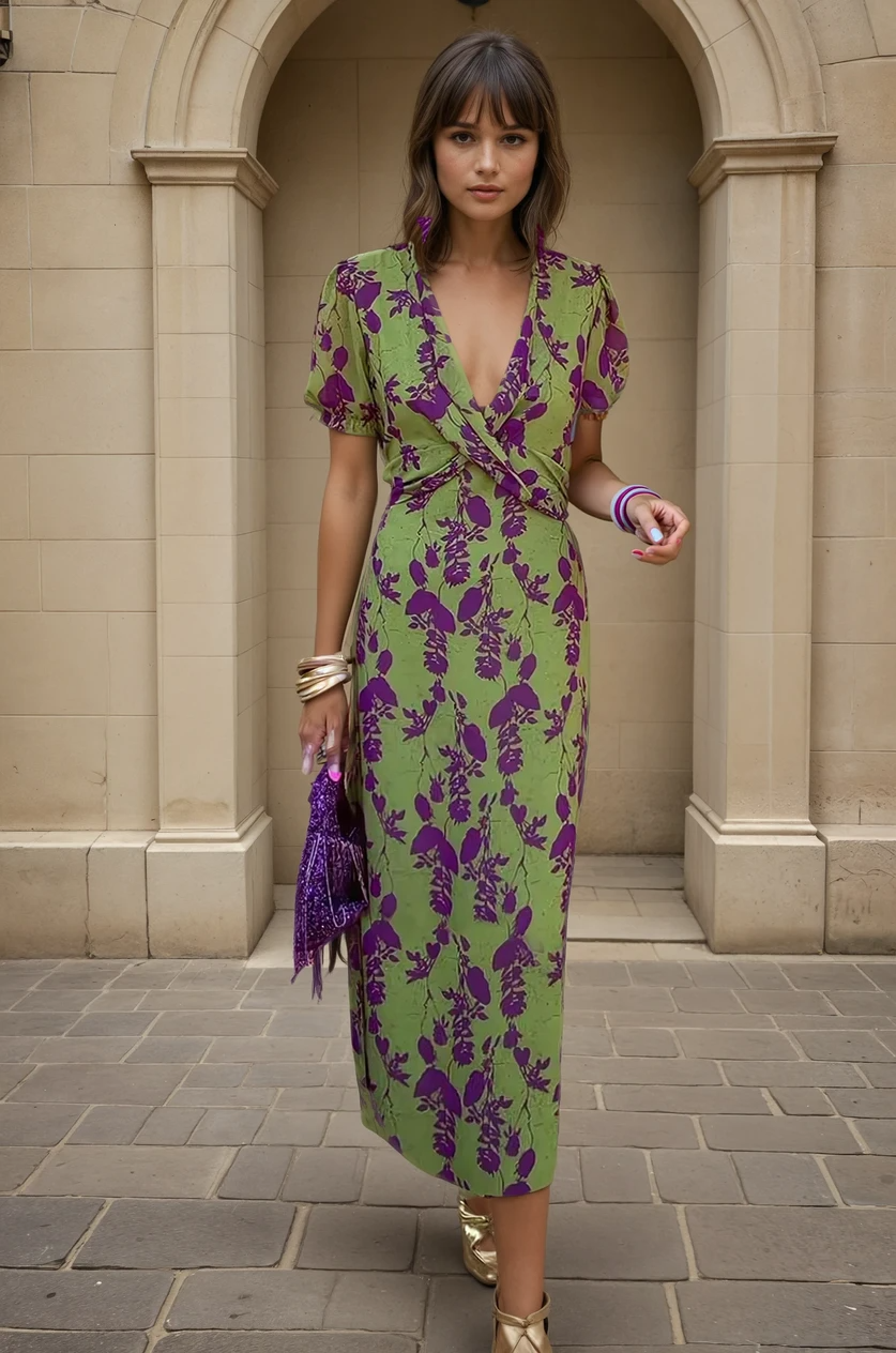 Geblümtes Midikleid für Damen mit eleganter Passform und femininem Look